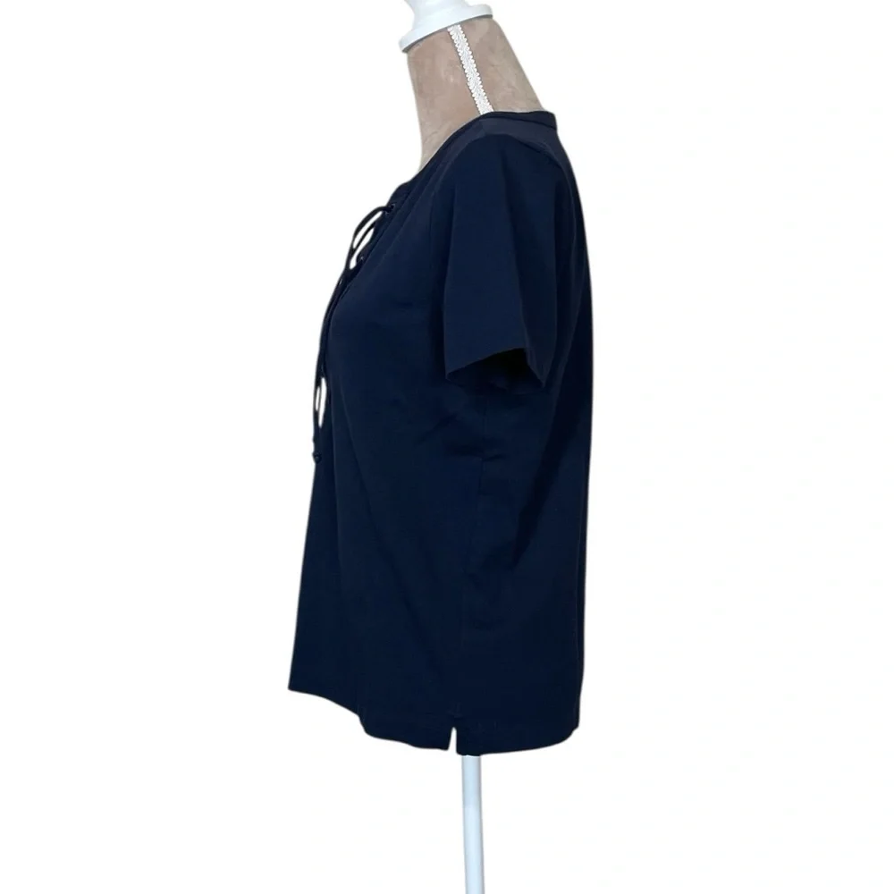 J. Crew Navy Lace-Up Short Sleeve Tee (G-1)